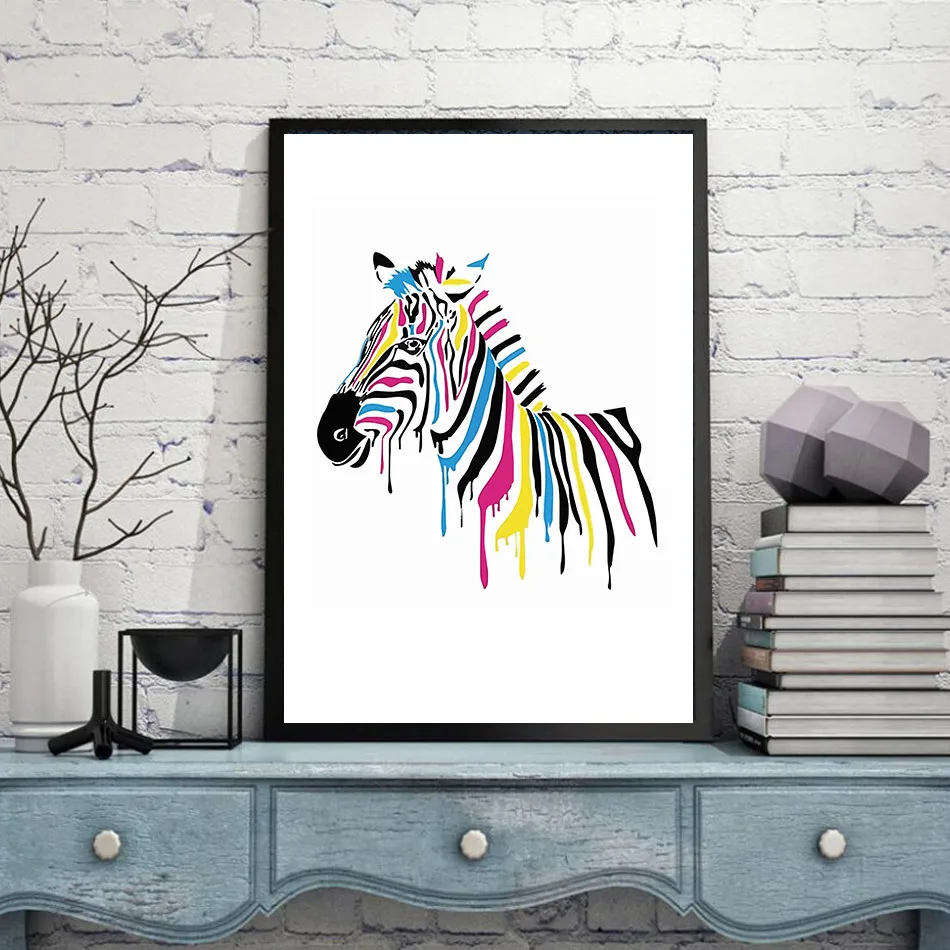 

BLINGIR GY68 Watercolor print Animal Giraffe Zebra Bird Painting Kids Room Creative Home Decor Wall Picture Canvas Frameless
