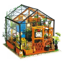 Дерево Миниатюрный Кукольный дом DIY Кэти зеленый сад с детская мебель взрослых модель здания Наборы кукольный домик соучастником