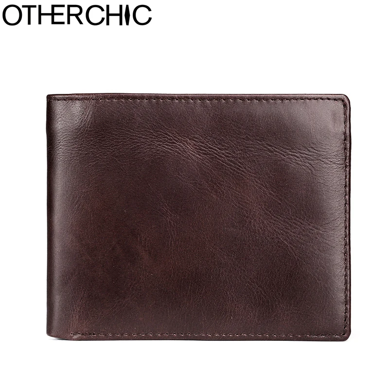 

OTHERCHIC Genuine Cowhide Leather Purse Men Wallets Short Purse Card Holders Male Small Wallets Men Purses Coin Pocket 7N06-17