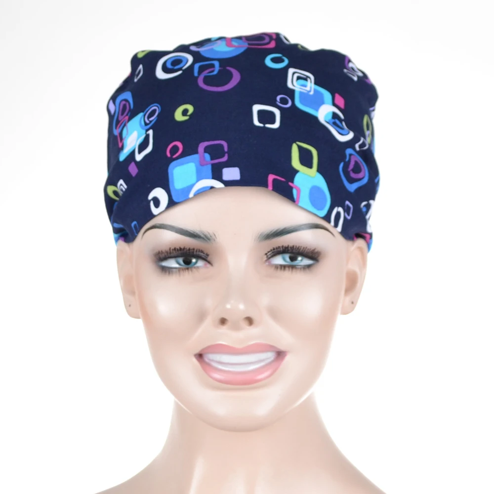 Unisex Print Scrub Caps Dentist Hospital Medical Surgical Hats One Size