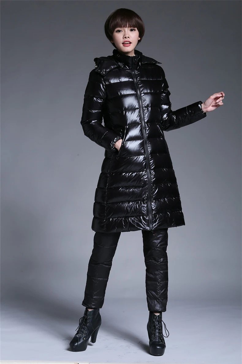 Зимняя утепленная куртка со звездами, модная зимняя куртка, женская модная тонкая парка, плотное длинное пальто с перьями, Женская 274