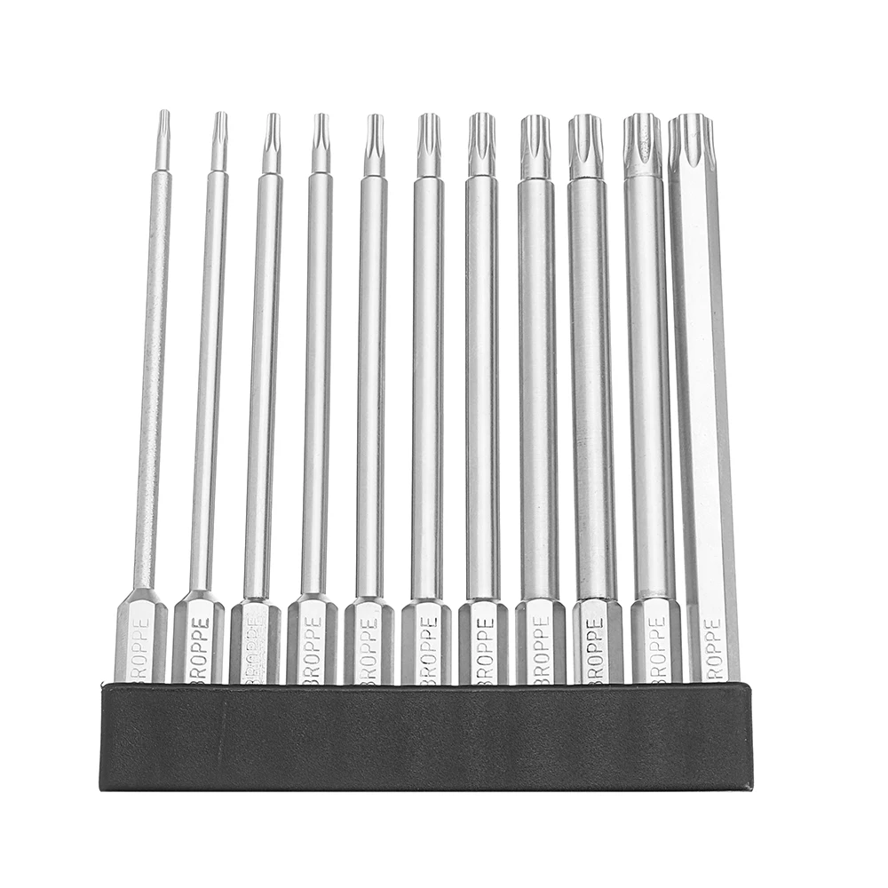 Broppe 11 pcs магнетический S2 Сталь 100 мм длиной Torx шестигранные безопасности сверло для электродрели Набор для Магнитная отвертка инструмент