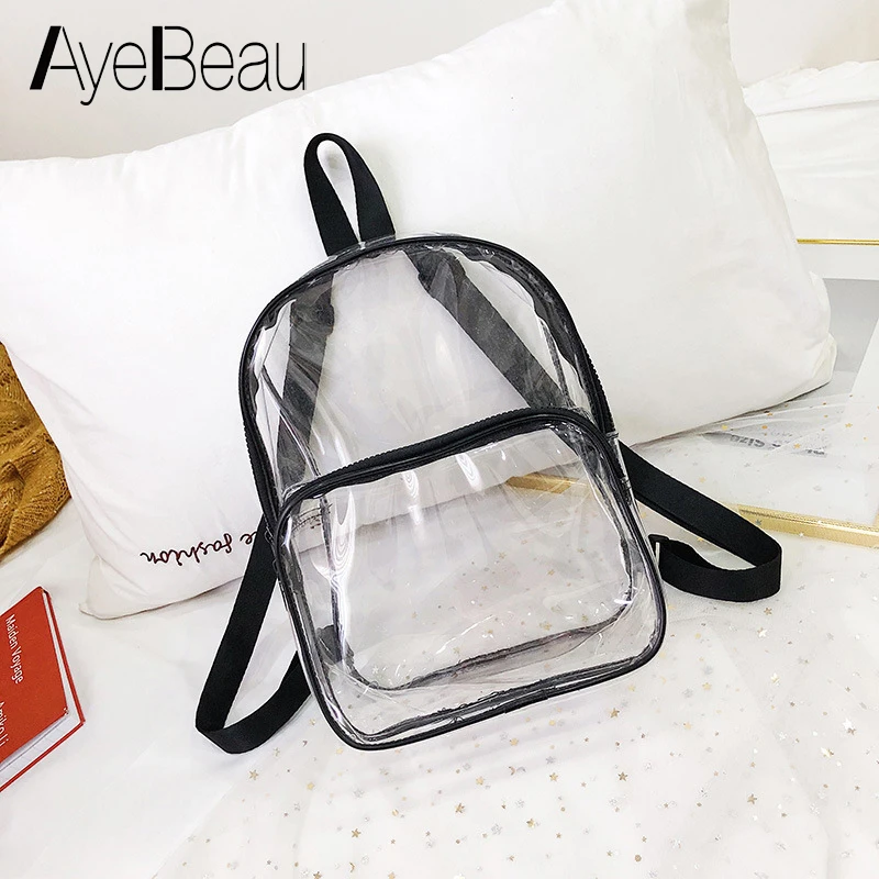 

Small Waterproof Clear Transparent Backpack Women Men Female Male School Bag For Girl Feminina Mini Bagpack Schoolbag Back Pack