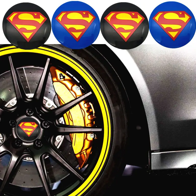 FDIK 4pcs 56.5mm superman logo aluminum car emblem Wheel Center Hub sticker Rim badge For mercedes bmw vw audi car-styling