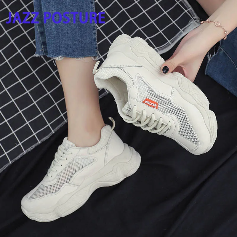 

2019 hot sale spring fashion women's casual shoes mesh platform shoes ladies sports shoes ladies white sports shoes y591