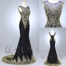 Auf lager Real Sample 2016 Schwarz Dubai Arabisch Mermaid Abendkleider Lange Schwarze Formale Abendkleider robe de soiree longue