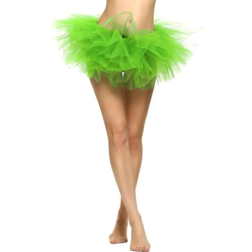 Snowshine4#4003 модная красивая эластичная Тюлевая разноцветная юбка-пачка для взрослых 5 слоев - Цвет: green