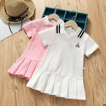 

New Summer Girls Dresses Kids Short Sleeve Sports Dress Children Teenis Dresses Vestido Baby Girl Clothing