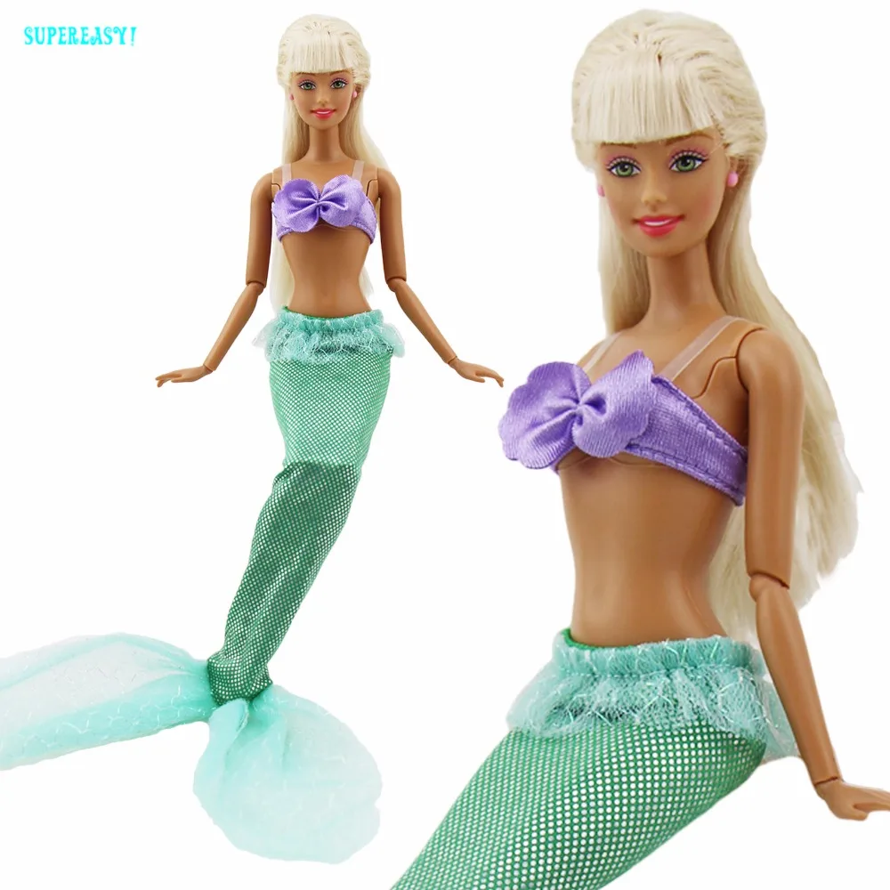 

Fairy Tale Mermaid Outfit Fashion Modern Princess Sea Shell Bra Fishtail Clothes For Barbie Doll Dollhouse Accessories Gift Toy