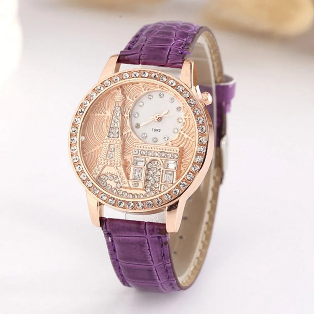 

New Vintage Women Leather Quartz Watch Elegant Charm Women Wristwatch Fashion Three-dimensional relief dial Ladies Watches Clock