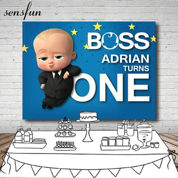 

7x5ft Handsome Little Men Boss Baby Birthday Party Backdrop For Photo Studio Blue Gold Little Star Photography Backgrounds Vinyl