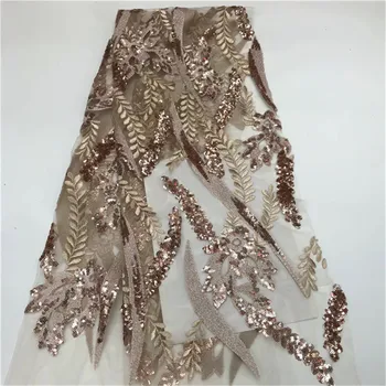 

Nigerian laces Fabric 2019 Gold African Blue Cord Laces Fabrics With Sequins High Quality Nigerian Lace For Wedding Dress