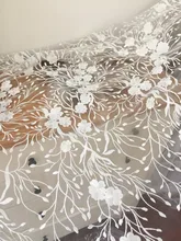 5 yards Floral embroidery lace fabric by yard, ivory for wedding gown bridal fabric christening dress costumes fabric