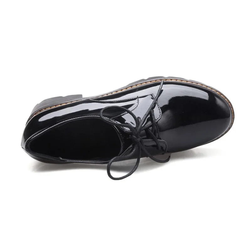 Platform Shoes Woman Thick Heels Oxford Shoes For Women Patent Leather Creepers Casual Oxfords Spring Flats Women