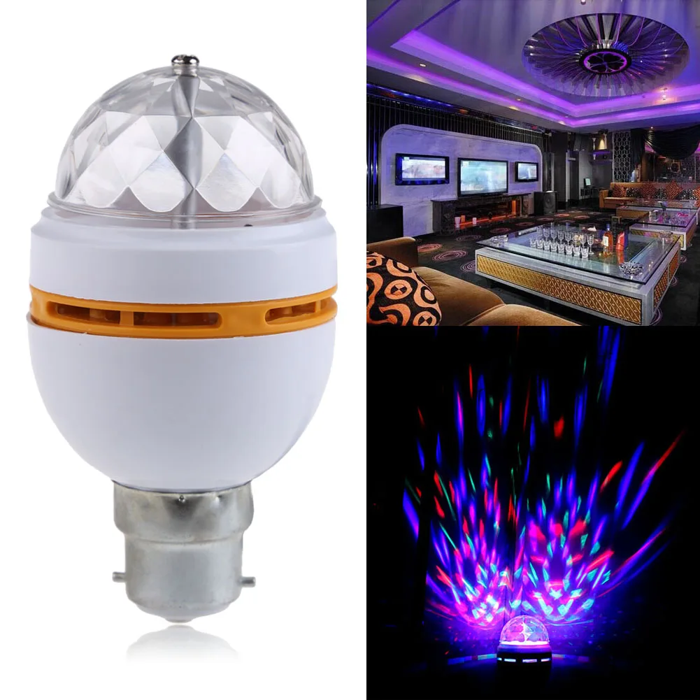

Newest B22 3W 16Colors RGB Crystal Magic Ball Rotating LED Stage Light Bulbs Disco KTV Bar DJ Club Party Lamp 120 degree #LO