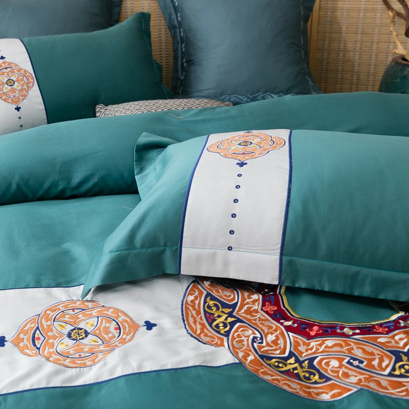 HM Life серебристо-серый роскошный комплект постельного белья из египетского хлопка, королевская кровать, Китайская вышивка, пододеяльник, простыня, Набор наволочек
