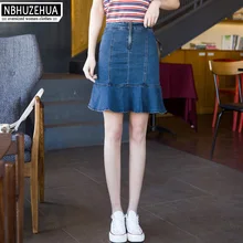NBHUZEHUA J1760 милые летние стильные джинсовые юбки женские миди-талии юбка шорты плюс размер 5XL 6XL 7XL