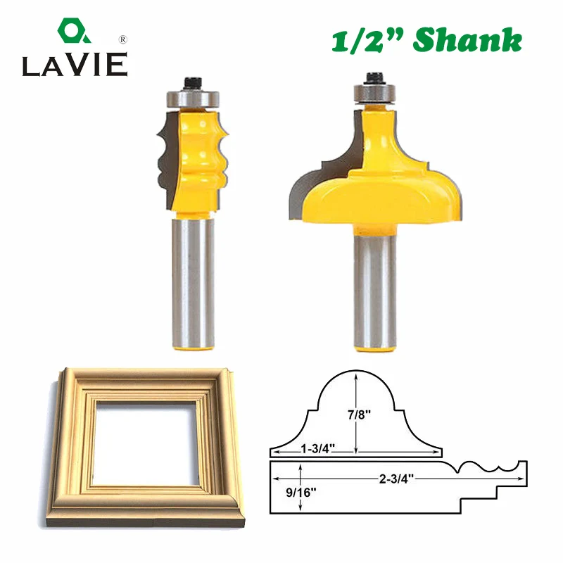  LAVIE 2pcs 12mm 1/2 Shank Picture Frame Router Bits Tenon Cutter C3 Carbide Line Bit Woodworking Mi