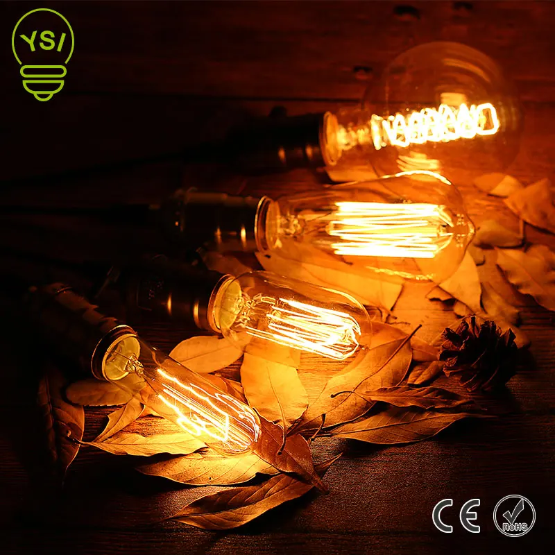 

[YSI] 4pcs Retro Edison Bulb Lamp E27 40W 60W Vintage Filament Light Incandescent Bulb 220V For Decor Antique Pendant Light