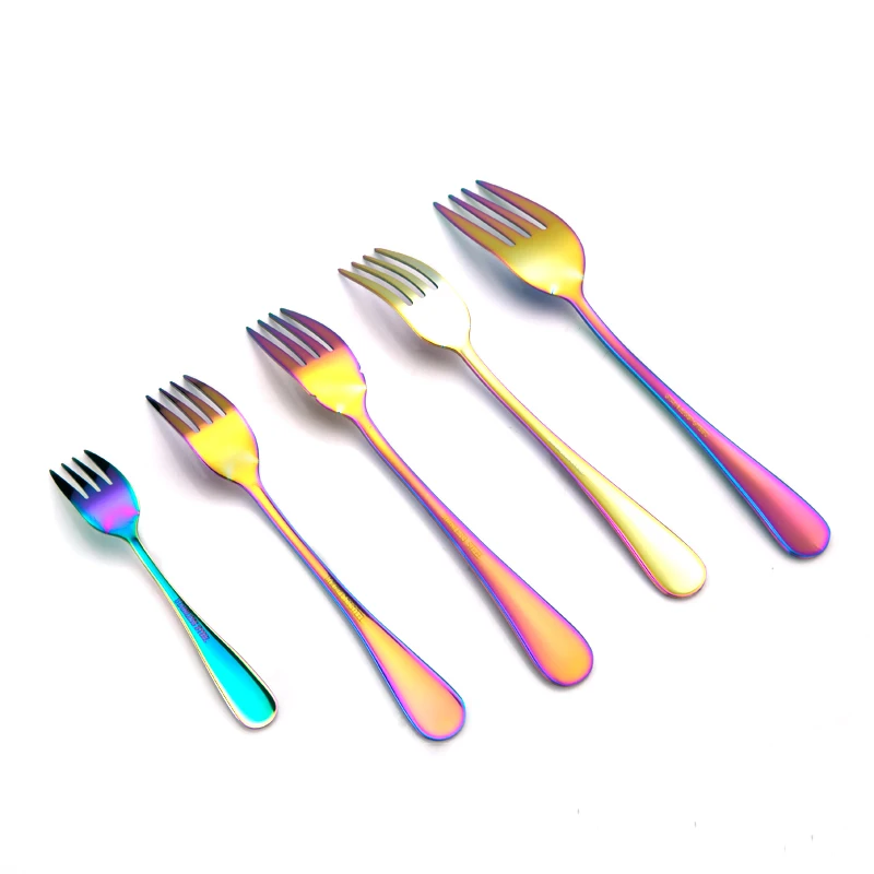 

ALONG Rainbow Tableware Stainless Steel Cutlery Knife Fork Scoops Dinnerware Set Dinner Set Kitchen Accessories