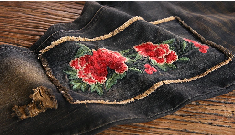 Photo Cintura Color Bordados Pantalones Ocasionales Verano 2018 Jeans Mezclilla A743 Mujeres Harem Vintage Primavera Elásticos Lkghulo Mujer Nueva De OwT4Aq