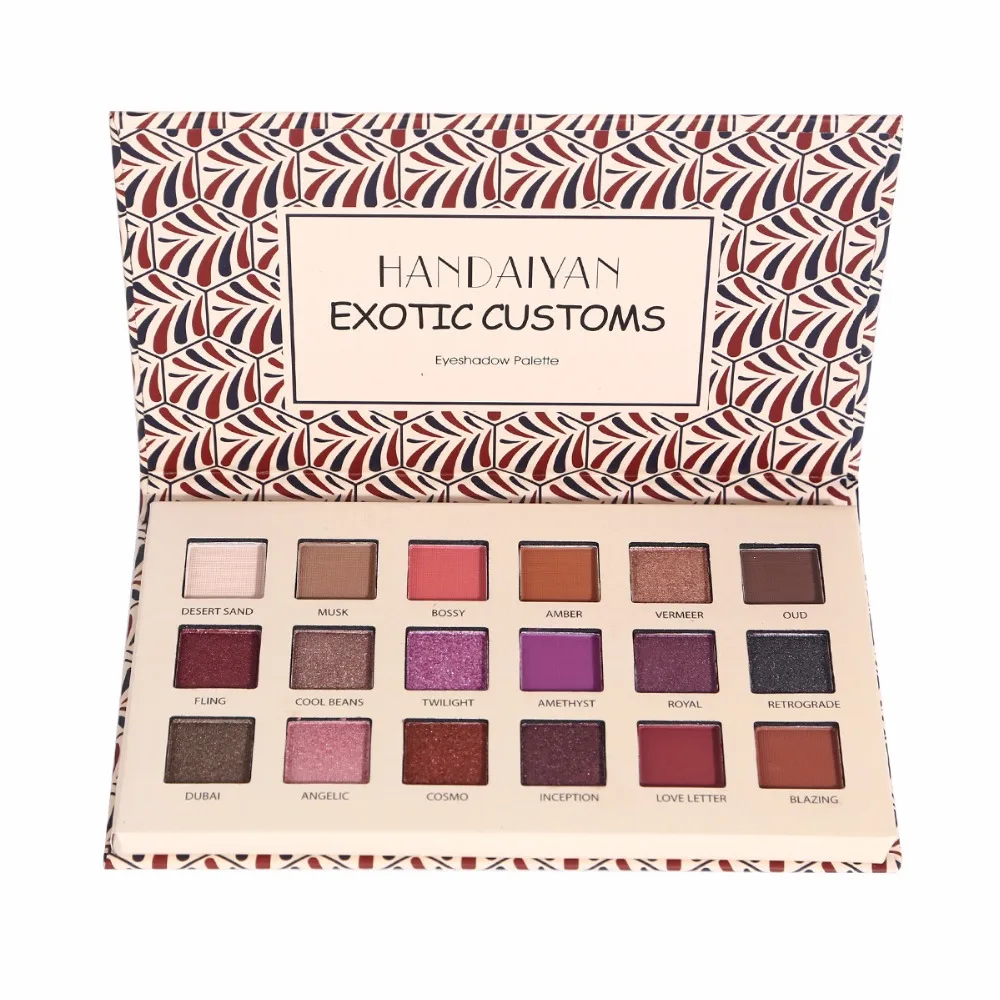 

HANDAIYAN 18 Color Metal Eyeshadow Pearl Eyeshadow Matte Eyeshadow Makeup Palette Pale Smok Cosmetics Glitter Black Eye Shadow