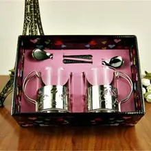 Чайный Набор подарочных коробок 235x168x85 мм стакан для воды 2 чашки чая и аксессуары для кофе термостойкая стеклянная банка с ручкой