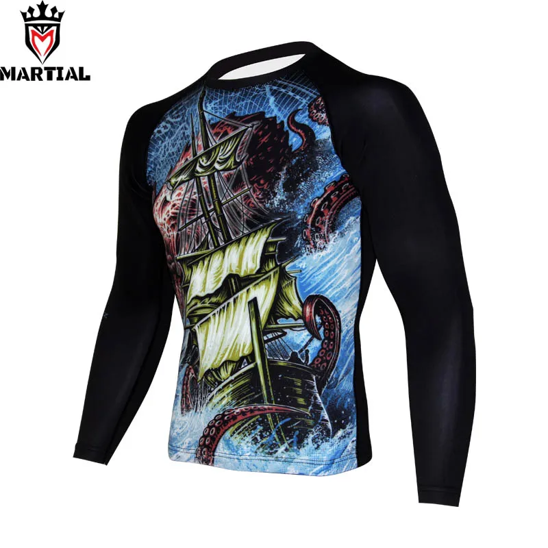 Боевые искусства: Исследование печатных ММА rashguards BJJ Джерси боксерская версия