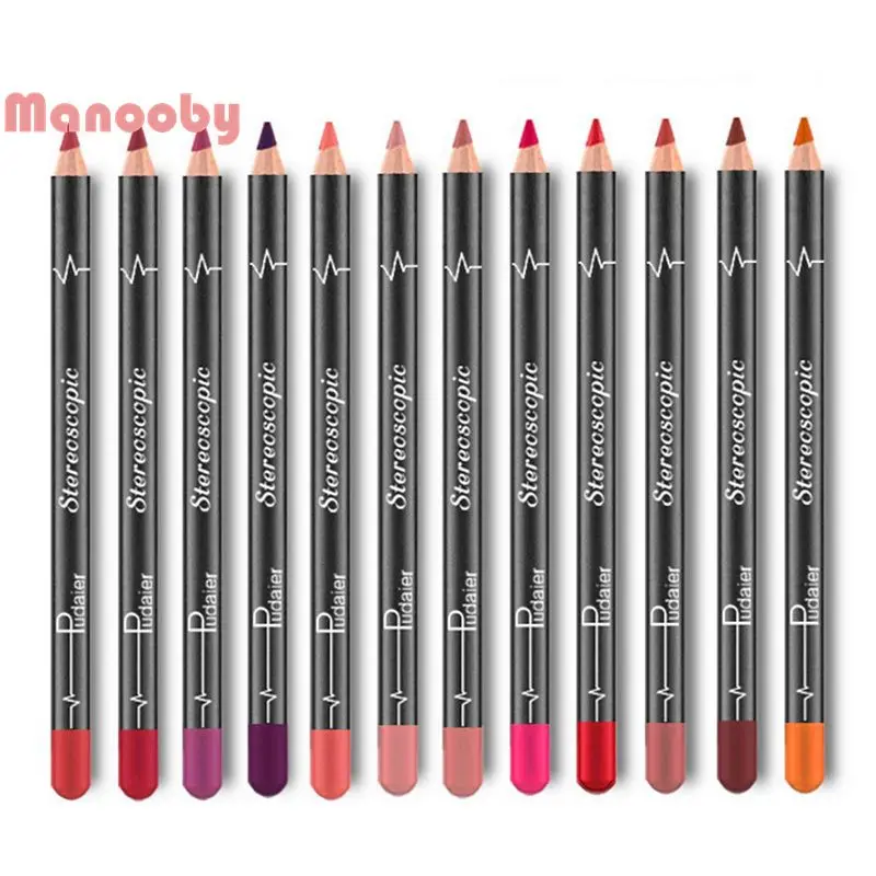

Manooby 12pcs Long Lasting Stick Waterproof Makeup Moisturizing Batom Levre Pintalabios Liner