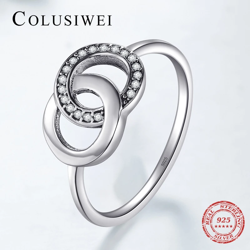Новое классическое Настоящее 925 пробы Серебряное свадебное модное простое кольцо Круглый, прозрачный CZ Ювелирные изделия для женщин подарок на помолвку