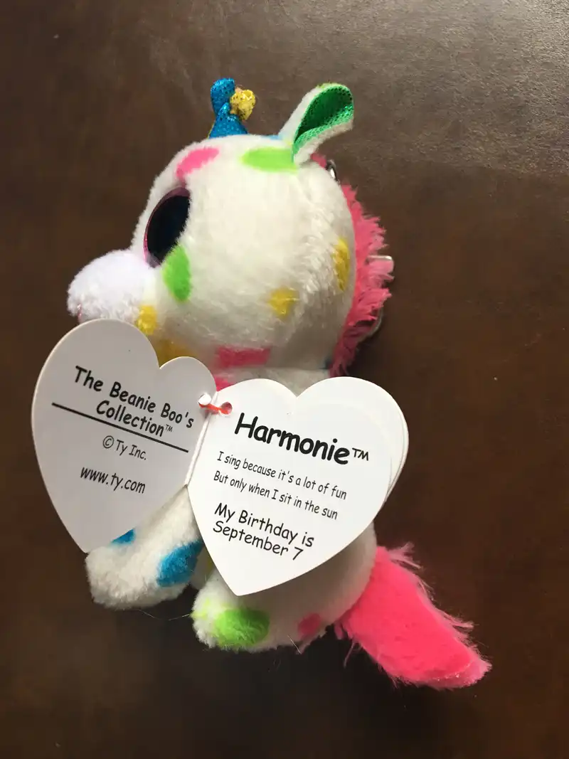 Ty Harmonie The Poddle Unicorn Small Pendant Plush Toy Clip