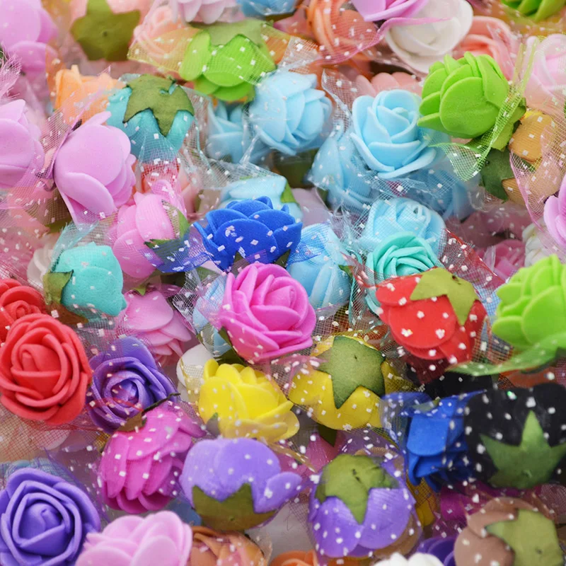 

50Pcs 2cm PE Foam Rose Head for Wedding Decoration DIY Pompom Decorative Wreath Artificial Flowers Silk Rose Fake Flowers 6Z