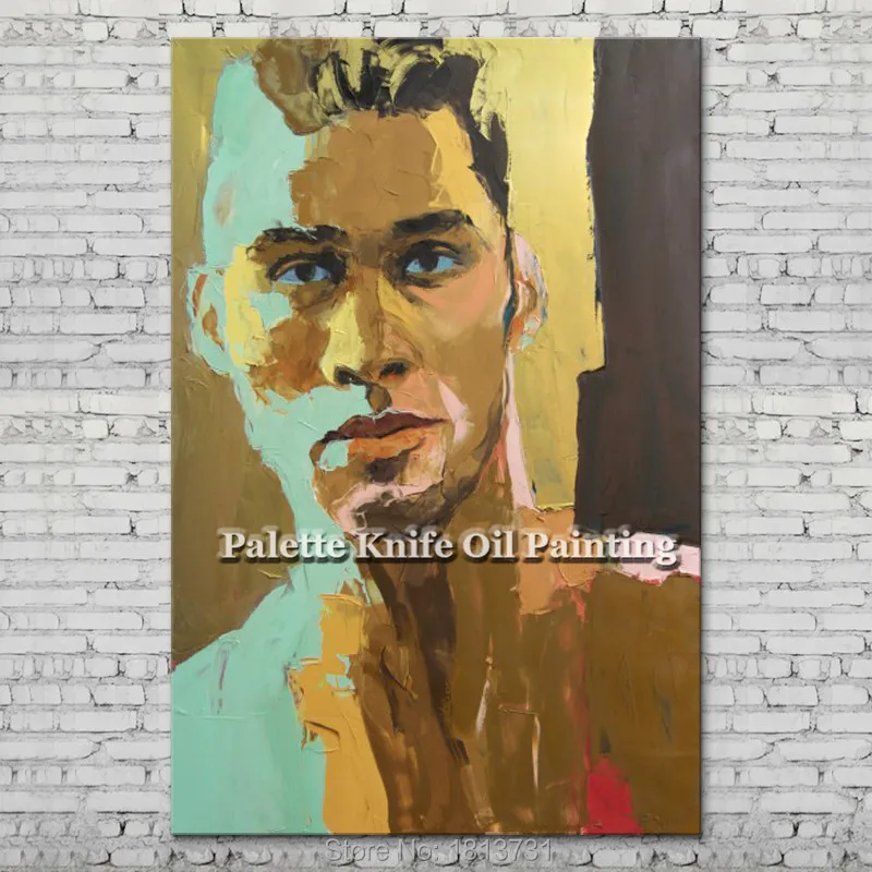 

Palette knife portrait Face Oil painting Character figure canva Hand painted Francoise Nielly wall Art picture for living room14