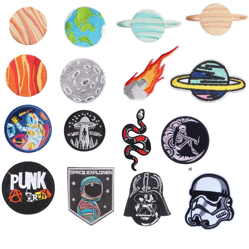 

1 Pcs UFO Star Wars Riverdale Embroidered Iron on Patches for Clothing DIY NASA's Badges Jeans Sticker Stripes Rock Sewing E