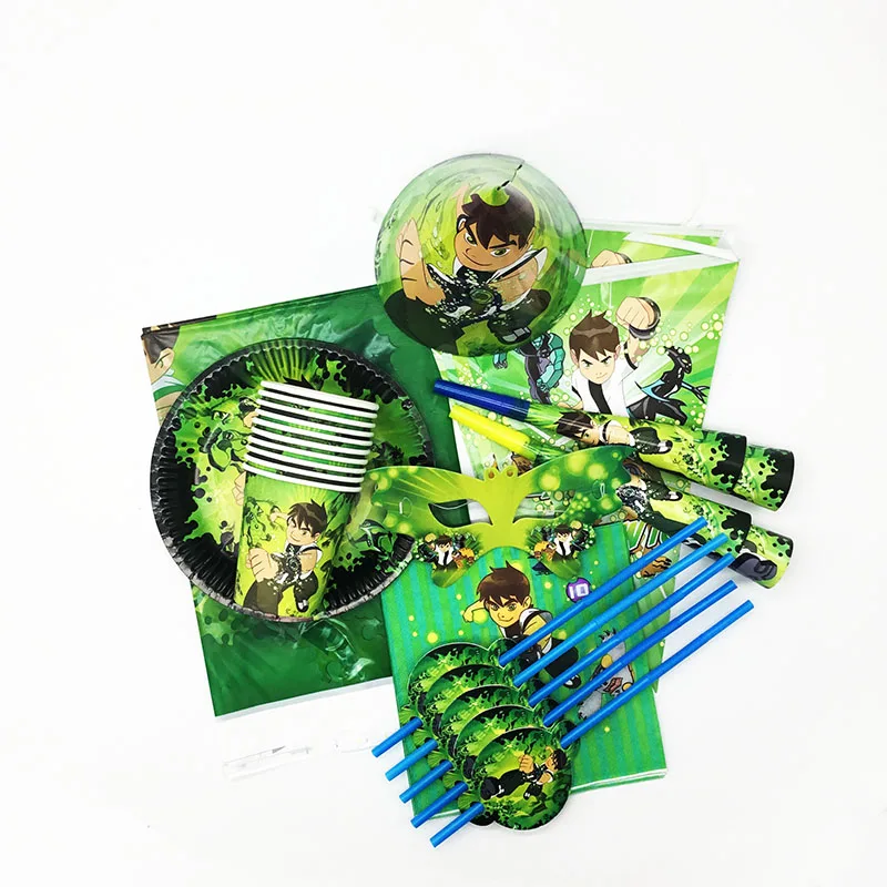 

83pcs/lot Ben 10 theme birthday party set Ben 10 plates cups napkins kids birthday party decoration Ben 10 tablecloth boxes