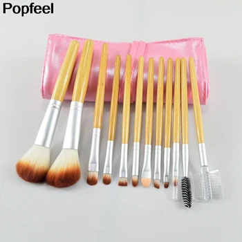 

Popfeel 12pc Makeup Brushes Set Cosmetic Face Foundation Power Eyeshadow Blush Lip Blending Wooden Brush Tool Maquillage Beauty