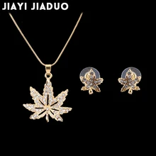 Jiayijiaduo Свадебный комплект ювелирных изделий Женская Мода Золото Цвет цепочки и ожерелья серьги хрустальным кленовый лист Нигерия подарок ко Дню Святого Валентина