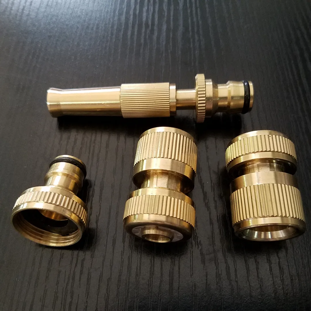 4Pcs x Garden Brass Hose Pipe Fitting Set Tap Quick Connectors & Spray Nozzle