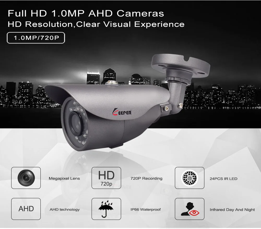 Keeper AHD аналог Высокое разрешение видеонаблюдение камера 1.0MP 720P AHD Безопасность водонепроницаемый камера видеонаблюдения Ночное видение