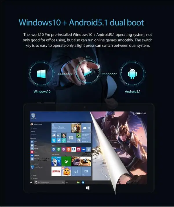 ALLDOCUBE 10," ips 1920*1200 iwork10 Pro Windows10 Android5.1 планшет Intel Atom X5 Z8350 Dual Boot quad core 4 Гб ram 64 Гб Rom