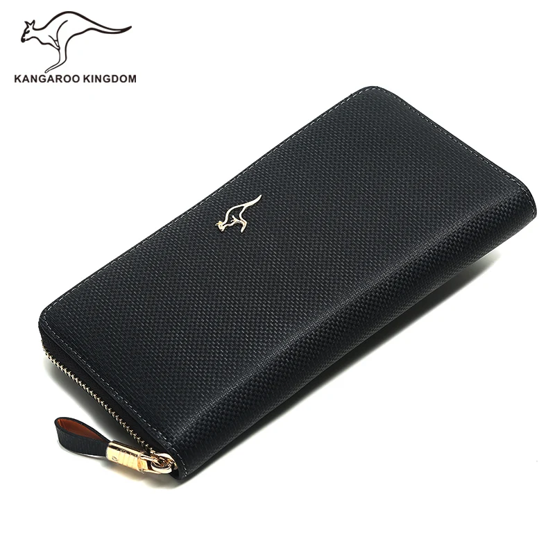 

KANGAROO KINGDOM fashion men wallets split leather long clutch wallet male business zipper card holder purse