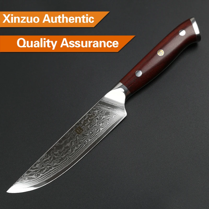 Online XINZUO 5   zoll Steak Messer Hohe Carbon Japanses Damaskus Edelstahl mit Palisander Griff Überlegene Qualität BBQ Küche Werkzeug