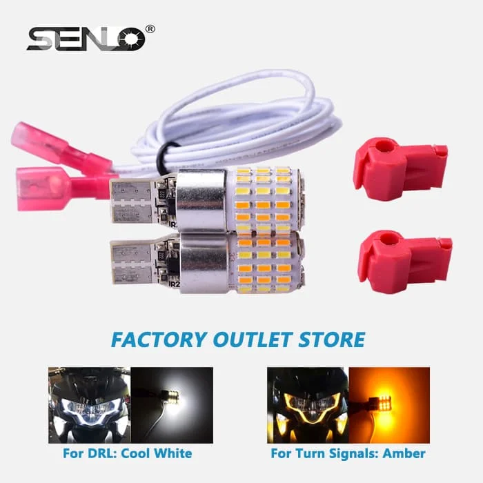 

T10 Led Braking Reversing Turn Signals DRL Daytime Running Tail Light Lamp Bulbs Yellow White Dual Color Cars Motorcycle T101