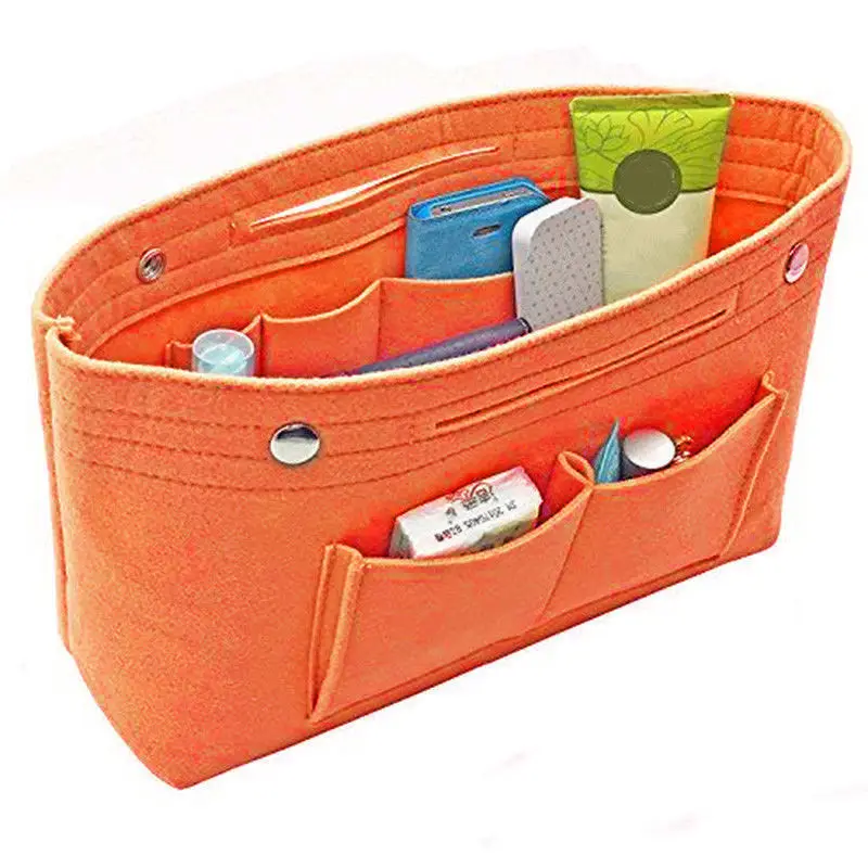 Стиль Модный женский портативный кошелек из войлочной ткани твердая сумка-Органайзер на молнии с несколькими карманами - Цвет: Оранжевый
