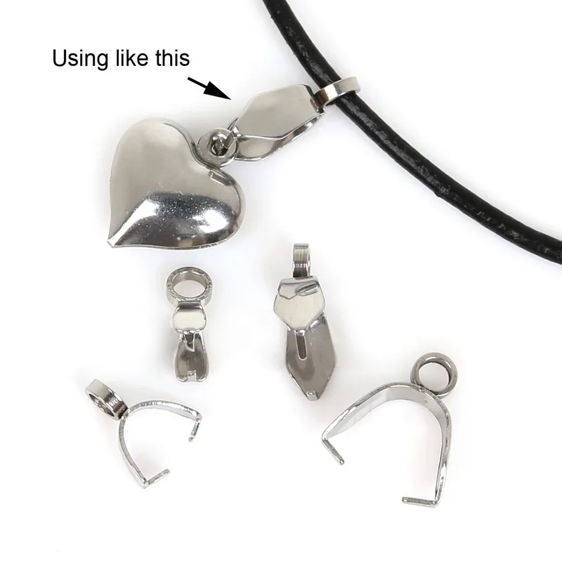 20pcs Clasps Stainless Steel Pendant Pinch Clips Bails Charm Necklace Connectors Beads Jewelry Findings | Украшения и аксессуары