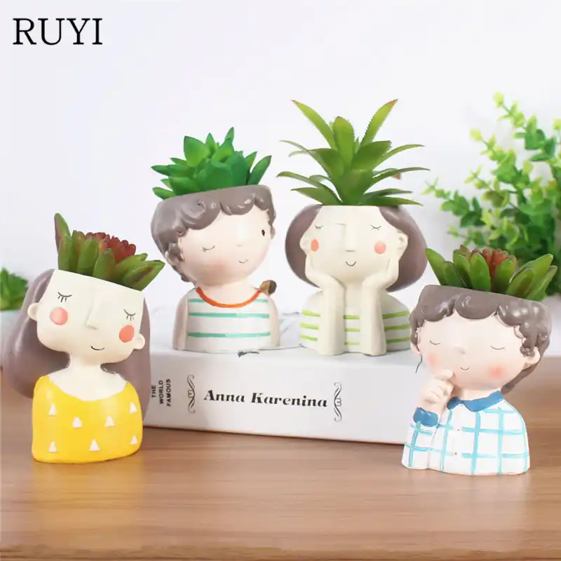Creative Models Artificial Flowers Resin Cartoon Succulents Flower
