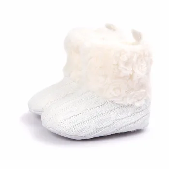 

Keep Warm Fluffy Baby Boots For Winter Slip-On Flat With Round Toe Baby Girl Boots Handmade High Quality Baby