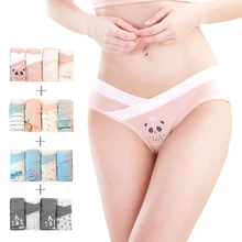 4PCS maternity underwear Low waist animal printed Cotton Maternity panties for pregnancy women u-shaped pregnant intimates