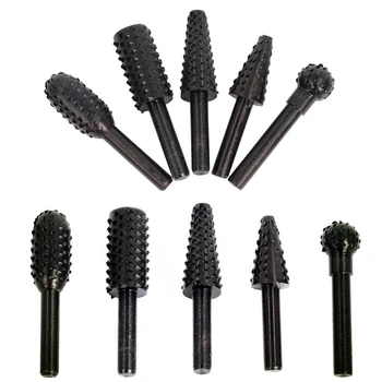 

5Pcs Power Tools Woodworking Rasp Chisel Shaped Rotating Embossed Grinding Head Power Tool Engraving Pattern Cutter Milling