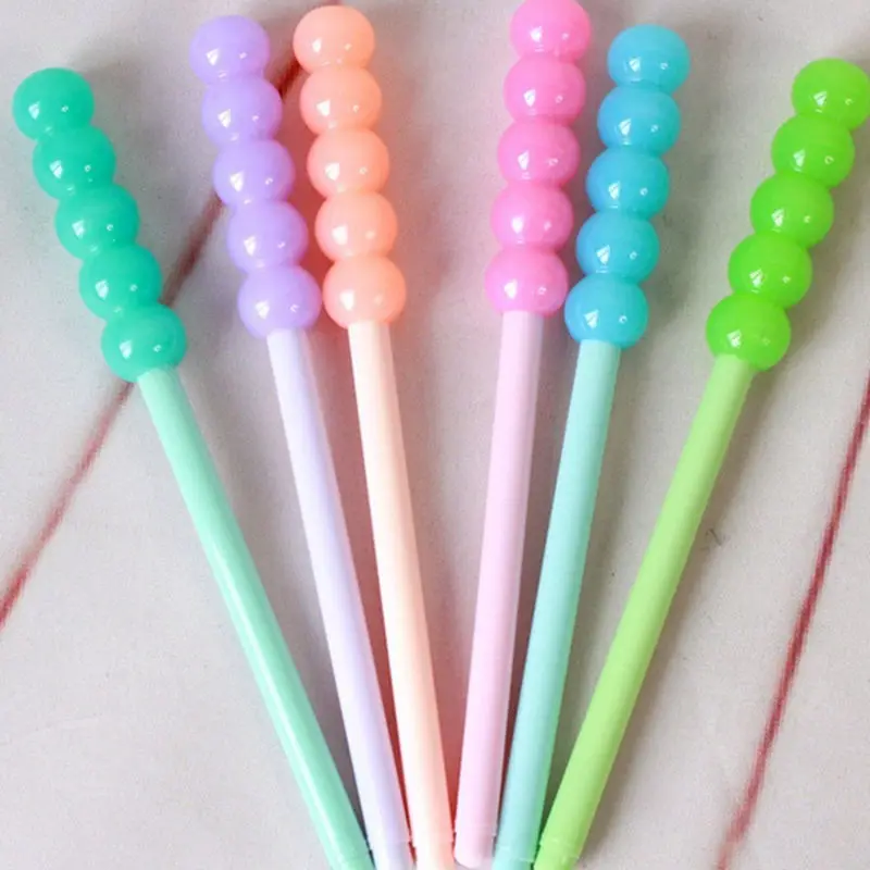 1pc Child Fruit Color String Toy Ballpoint Pens Black Cute Ball Pen Korean Stationery School
